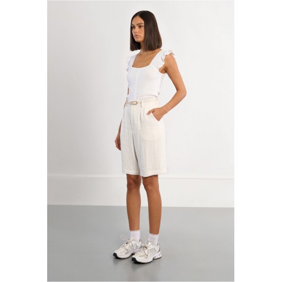 LILI SIDONIO Fluid Bermuda shorts GL725EE-White(Λευκό)