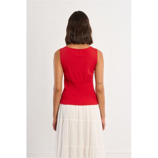 LILI SIDONIO Knitted Tank Top LAL237EP-Red(Κόκκινο)