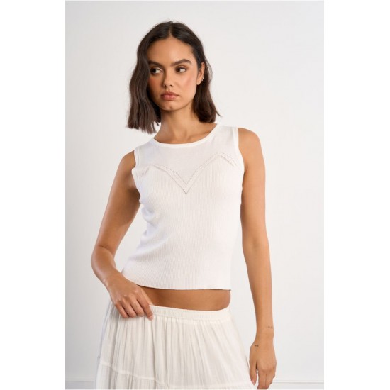 LILI SIDONIO Knitted Tank Top LAL237EP-Off White(Λευκό)