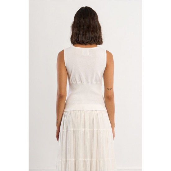 LILI SIDONIO Knitted Tank Top LAL237EP-Off White(Λευκό)