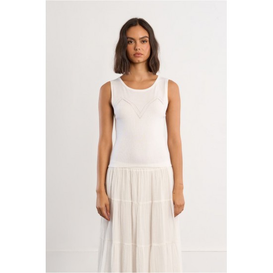 LILI SIDONIO Knitted Tank Top LAL237EP-Off White(Λευκό)