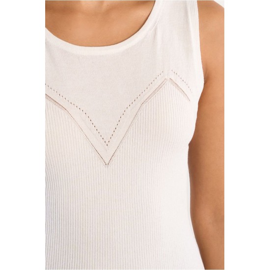 LILI SIDONIO Knitted Tank Top LAL237EP-Off White(Λευκό)