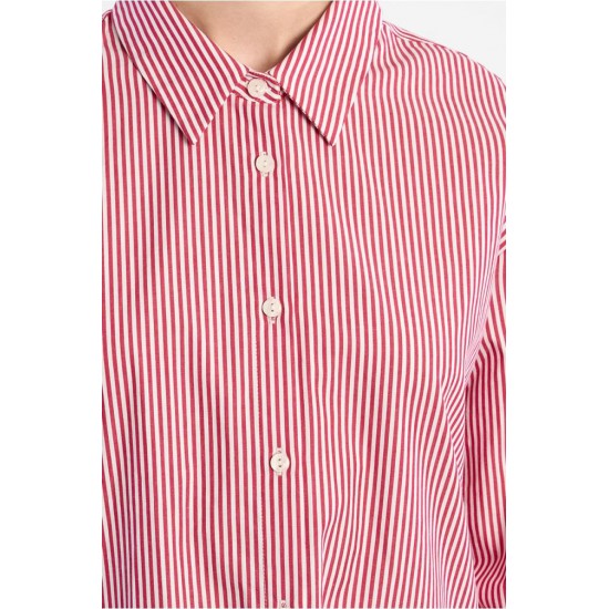LILI SIDONIO Oversized Shirt in Red Striped Cotton LAL579BEE-Red(Κόκκινο)