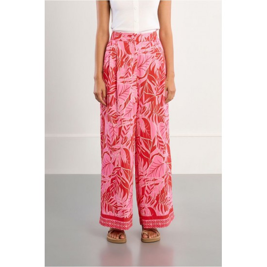 LILI SIDONIO Playa Wide Woven Pants TL316EE-Red Belize