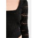 LILI SIDONIO Square Neck Crochet Knit NL41EP-Black(Μαύρο)