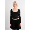 LILI SIDONIO Square Neck Crochet Knit NL41EP-Black(Μαύρο)
