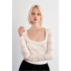 LILI SIDONIO Square Neck Crochet Knit NL42EP-White(Λευκό)