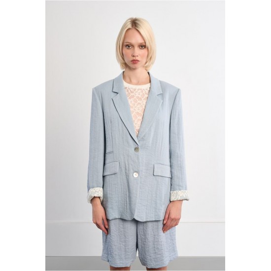 LILI SIDONIO Woven Blazer Straight Fit GLF101EE-Light Blue(Γαλάζιο)