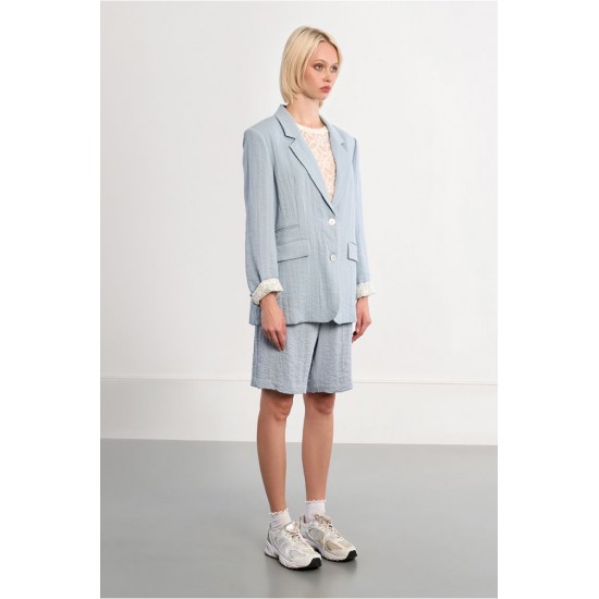 LILI SIDONIO Woven Blazer Straight Fit GLF101EE-Light Blue(Γαλάζιο)