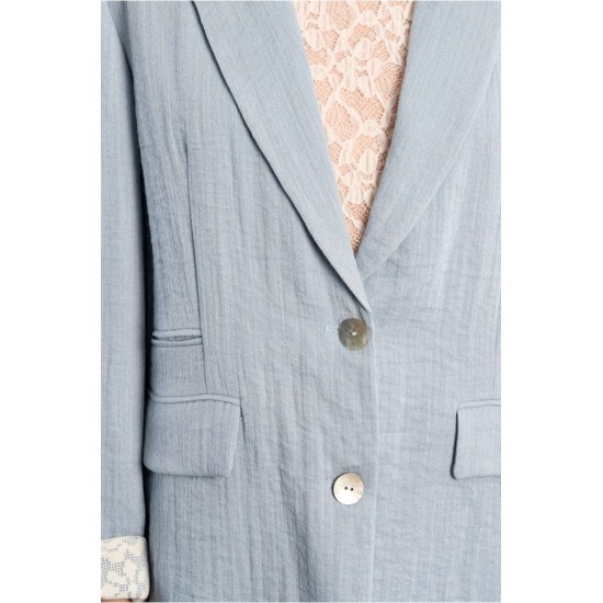 LILI SIDONIO Woven Blazer Straight Fit GLF101EE-Light Blue(Γαλάζιο)