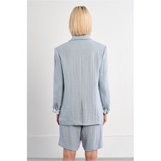 LILI SIDONIO Woven Blazer Straight Fit GLF101EE-Light Blue(Γαλάζιο)