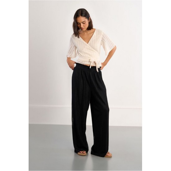 LILI SIDONIO Knitted Wide Pants GL714BEE-Black(Μαύρο)