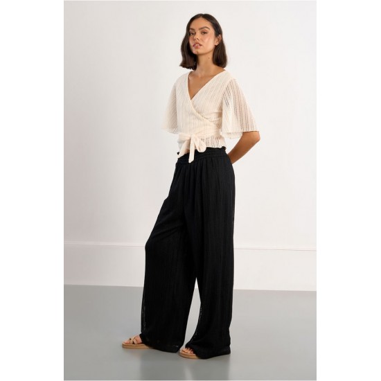LILI SIDONIO Knitted Wide Pants GL714BEE-Black(Μαύρο)