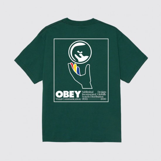 OBEY Ανδρικό T-Shirt Global Systems Tee Regular Fit 165264303-Rainforest(Πράσινο)