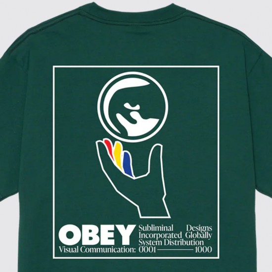 OBEY Ανδρικό T-Shirt Global Systems Tee Regular Fit 165264303-Rainforest(Πράσινο)