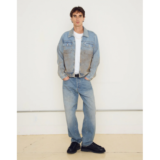 OBEY Base Trucker Jacket 121800615-Heavy Vintage Light Indigo