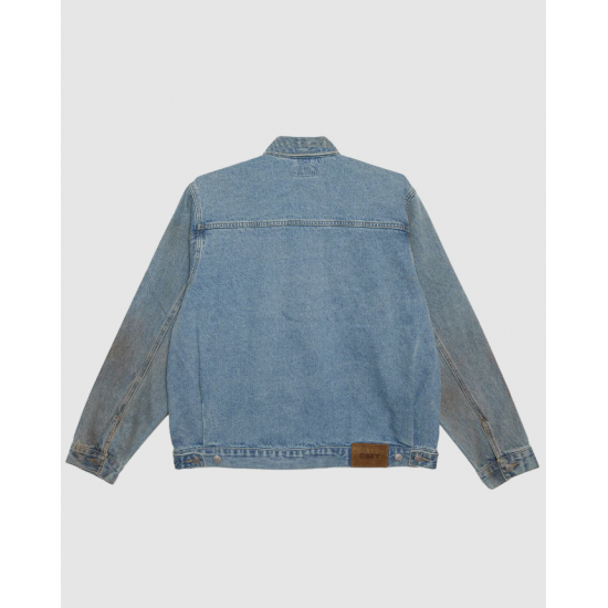 OBEY Base Trucker Jacket 121800615-Heavy Vintage Light Indigo