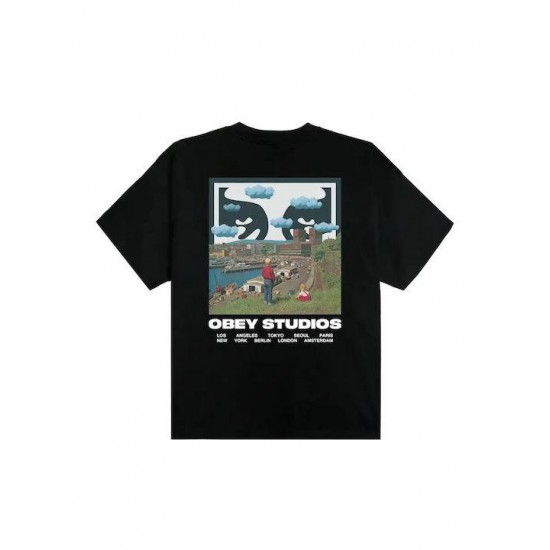 OBEY Ανδρικό T-Shirt Sky Face Relaxed Fit 168024320-Black(Μαύρο)