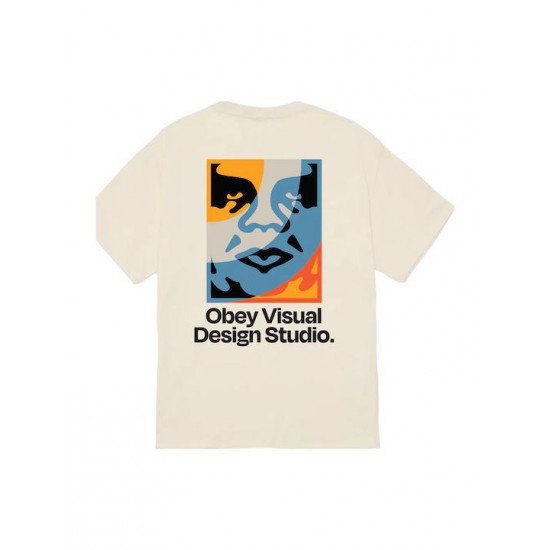 OBEY Ανδρικό T-Shirt Visual Design Studio Tee Regular Fit 165264305-Cream(Κρεμ)