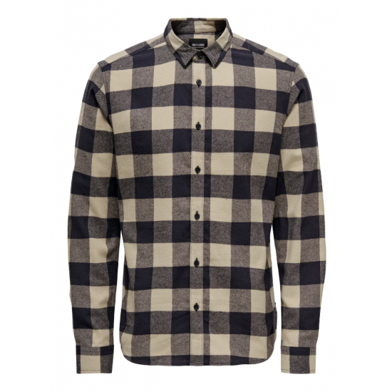 ONLY & SONS Ανδρικό Πουκάμισο Καρό Βαμβακερό Slim Fit 22007112-Dark Navy(Μπλε/Μπέζ)