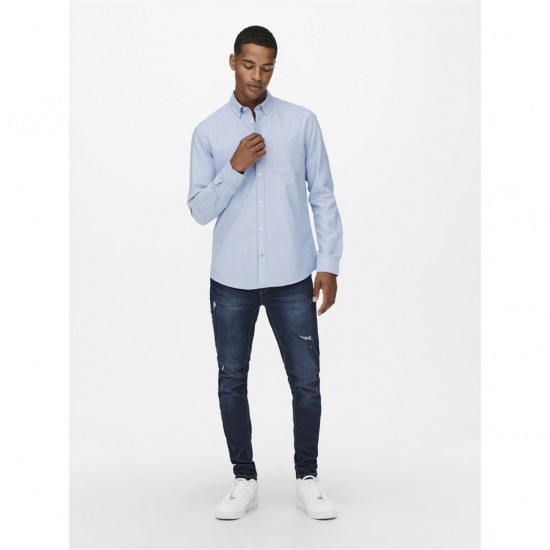 ONLY & SONS Ανδρικό Πουκάμισο Oxford Slim Fit 22019669-Cashmere Blue (Σιέλ)