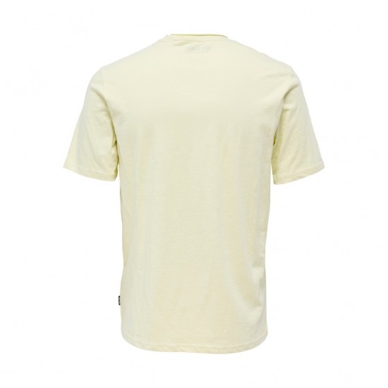 ONLY & SONS Ανδρικό Βαμβακερό T-shirt με Τσεπάκι ROY REG SS SLUB POCKET TEE NOOS 22022531-Mellow Yellow