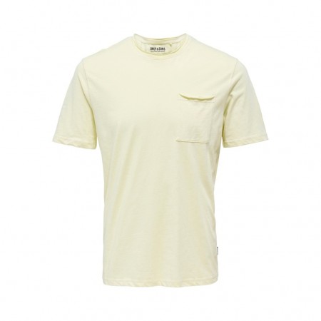 ONLY & SONS Ανδρικό Βαμβακερό T-shirt με Τσεπάκι ROY REG SS SLUB POCKET TEE NOOS 22022531-Mellow Yellow
