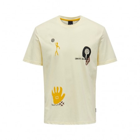 ONLY & SONS Ανδρικό T-shirt με Στάμπα PLACEMENT PRINT SS 22025304-Pear Sorbet (Κίτρινο)