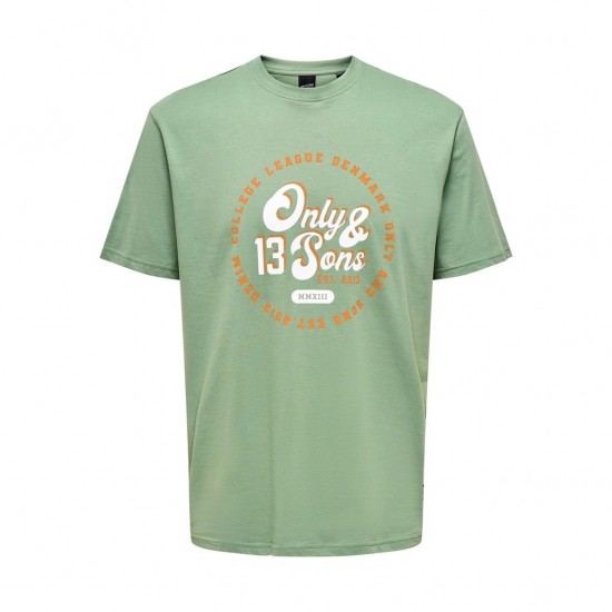 ONLY & SONS Ανδρικό T-shirt με στάμπα Vintage Print 22028593-Hedge Green (Πράσινο)