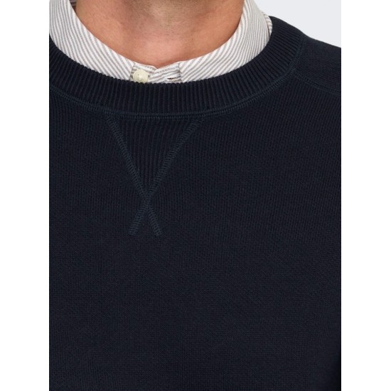 ONLY & SONS Ανδρικό Πλεκτό Crewneck Knit Regular Fit 22027590-Dark Navy (Μπλε)