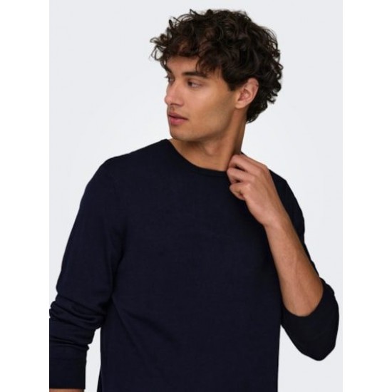 ONLY & SONS Ανδρικό Βαμβακερό Πλεκτό Crew Knit Regular Fit 22020088 - Dark Navy (Σκούρο Μπλε)