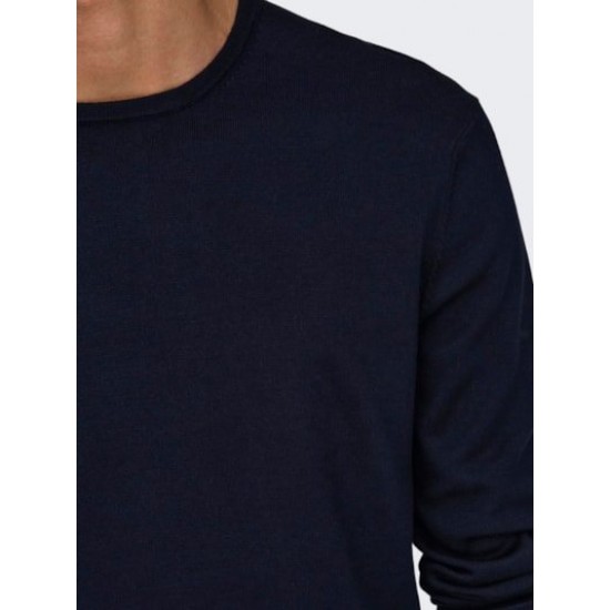 ONLY & SONS Ανδρικό Βαμβακερό Πλεκτό Crew Knit Regular Fit 22020088 - Dark Navy (Σκούρο Μπλε)