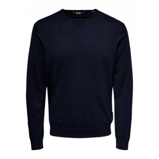 ONLY & SONS Ανδρικό Βαμβακερό Πλεκτό Crew Knit Regular Fit 22020088 - Dark Navy (Σκούρο Μπλε)