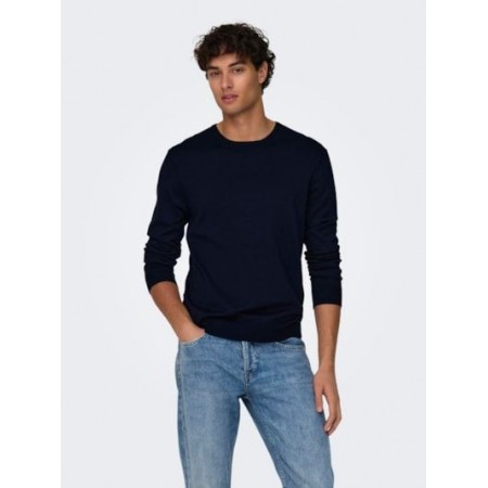 ONLY & SONS Ανδρικό Βαμβακερό Πλεκτό Crew Knit Regular Fit 22020088 - Dark Navy (Σκούρο Μπλε)