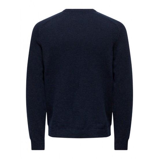 ONLY & SONS Ανδρικό Πλεκτό Woll Crew Knit (Μπλε)