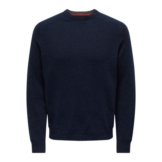 ONLY & SONS Ανδρικό Πλεκτό Woll Crew Knit (Μπλε)