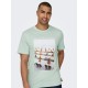 ONLY & SONS Ανδρικό Βαμβακερό T-shirt με Στάμπα Photoprint Tee 22028735-Surf Spray (Πράσινο/Μέντα)