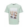 ONLY & SONS Ανδρικό Βαμβακερό T-shirt με Στάμπα Photoprint Tee 22028735-Surf Spray (Πράσινο/Μέντα)