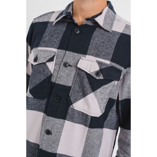 ONLY & SONS Ανδρικό Πουκάμισο Καρό Overshirt Φανέλα 22019854-Thistle/Dark Navy (Γκρι-Μπλε)