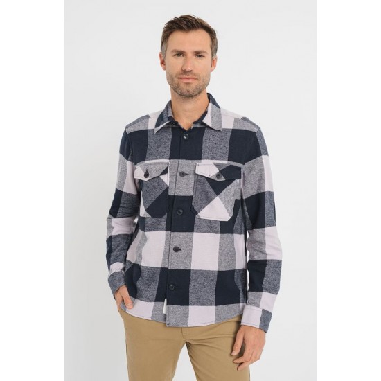 ONLY & SONS Ανδρικό Πουκάμισο Καρό Overshirt Φανέλα 22019854-Thistle/Dark Navy (Γκρι-Μπλε)