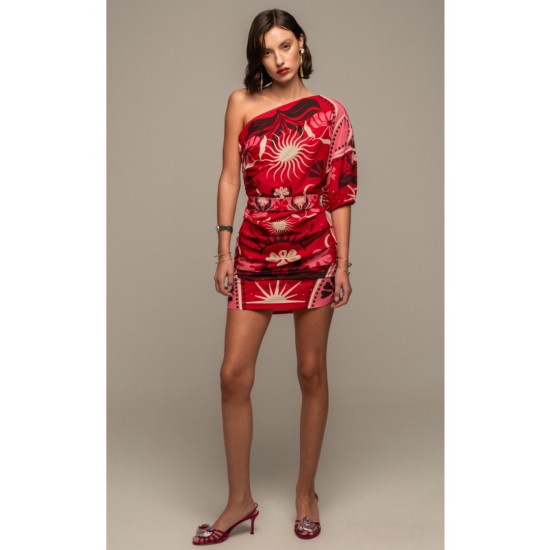 PEACE & CHAOS  PASSIONFLOWER ONE SHOULDER MINI DRESS S25953