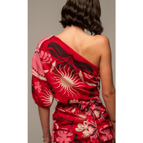 PEACE & CHAOS  PASSIONFLOWER ONE SHOULDER MINI DRESS S25953