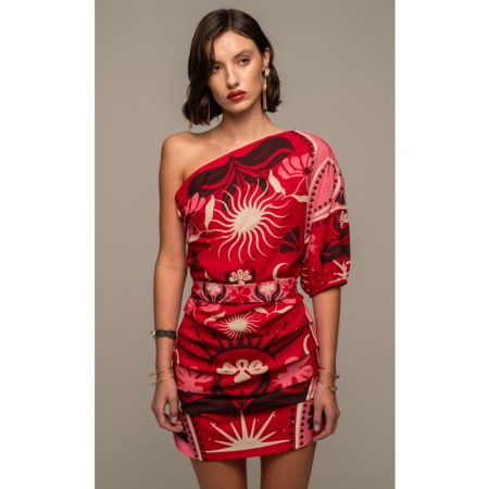 PEACE & CHAOS  PASSIONFLOWER ONE SHOULDER MINI DRESS S25953