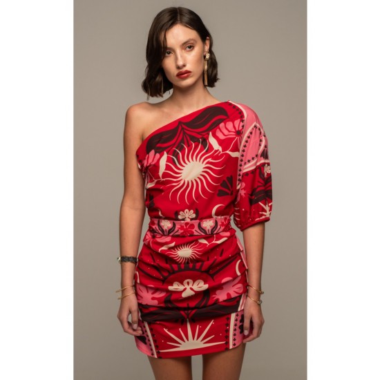 PEACE & CHAOS  PASSIONFLOWER ONE SHOULDER MINI DRESS S25953