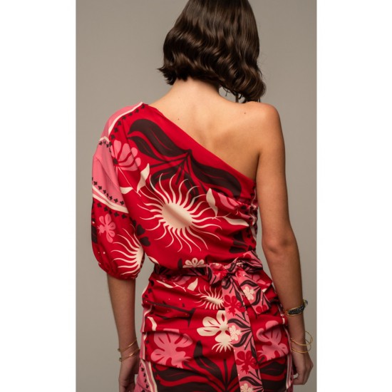 PEACE & CHAOS  PASSIONFLOWER ONE SHOULDER MINI DRESS S25953