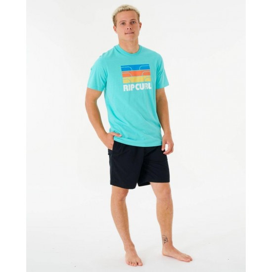 Rip Curl Ανδρικό T-shirt Surf Revival Waving Tee 03NMTE-0046 (Aqua)