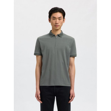 SELECTED Ανδρικό Βαμβακερό Zip Polo Regular Fit 16079026-Agave Green(Πράσινο)