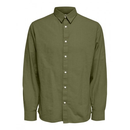 SELECTED Ανδρικό Πουκάμισο Λινό SLIMNEW-LINEN SHIRT LS CLASSIC 16079056-Olive Branch