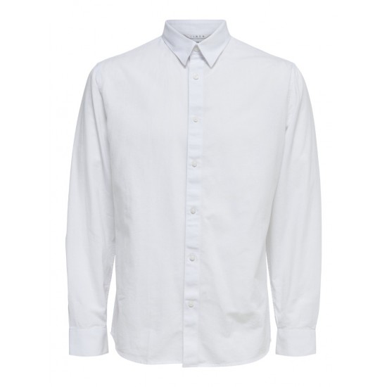 SELECTED Ανδρικό Πουκάμισο Λινό SLIMNEW-LINEN SHIRT LS CLASSIC 16079056-White