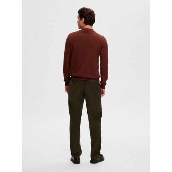 SELECTED Ανδρικό Πλεκτό Λουπέτο LS Knit Mock Neck 16086643-Cherry Mahogany (Κεραμιδί)